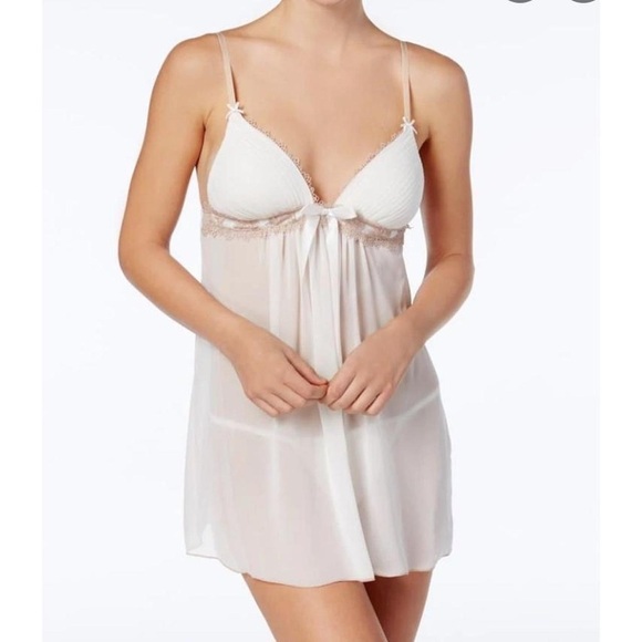 Vintage NWT Linea Donatella Lace-Trim Babydoll 2 piece set Nightgown size S - Picture 1 of 8